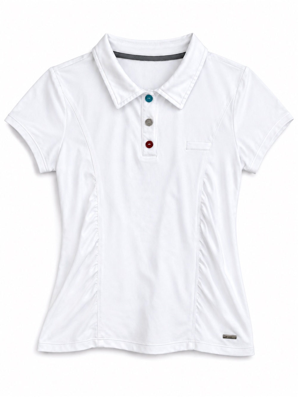 LIJA White Athletic Golf Polo Shirt with Side Ruching Size L